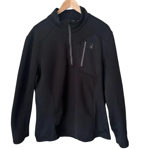 SPYDER Bandit Half Zip Fleece Sweater Jacket Black Pullover Outdoor Activewear - Picture 7 of 13
